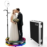 360 Photo Booth Machine 100cm for Parties with Extendable Ring Light Selfie Holder Accessories, 5 Pe