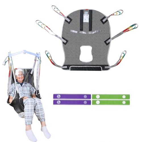 6-Point Full Body Patient Lift Sling with Commode Opening - Breathable Mesh Transfer Aid for Hoist Lifts 500 lbs Safe Weight Capacity Universal Fit for Hoyer & Standard HoistsS