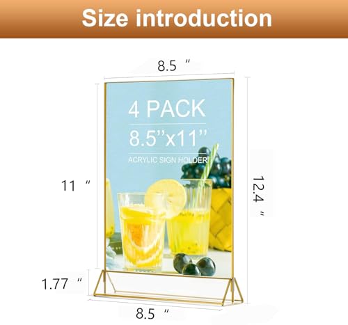 tuoletu VORIOB 4Pack 8.5x11 Gold Picture Frame Acrylic Sign Holder,Wedding Signs Table Numbers Menu Holders by tuoletu - Image 2