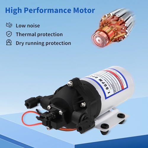Image of 8000-543-236 Automatic-Demand Diaphragm Pump,12V DC Water Pump,1.8GPM,50PSI 3 /8 inch NPT Female Port,for Garden Irrigation and Pressure Washing