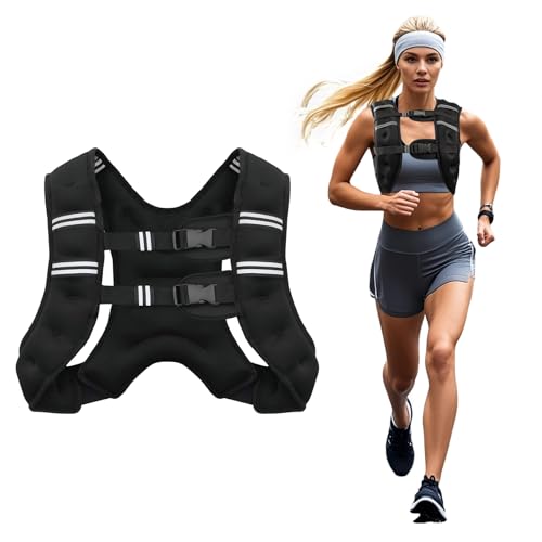 Weighted Vest, 6lb/8lb/10lb/12lb/16lb/20lb/25lb/30lb Weight Vest for Men Women, Body Weight Vests Adjustable with Reflective Stripe for Strength Training, Running, Workout, Jogging, Walking