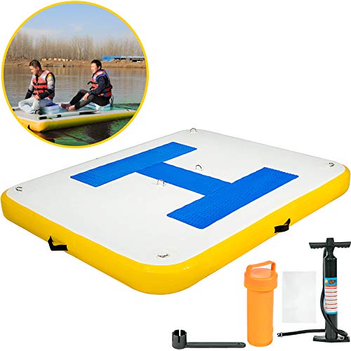 Happybuy Inflatable Floating Dock 6’x 5’x 6 inches, Thick Inflatable Dock Platform 3-5
