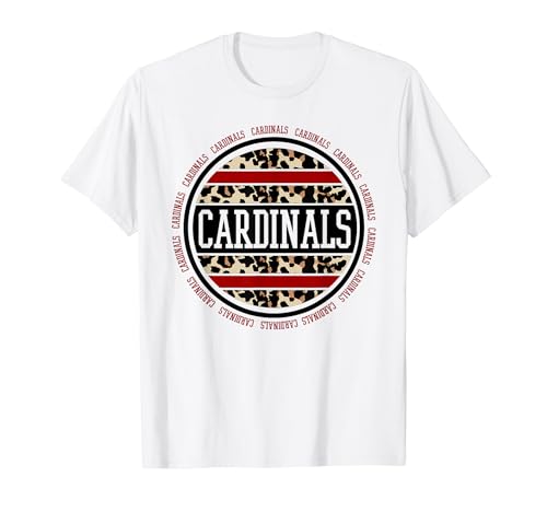 Cardinals School Spirit - Regalo para profesor con estampado de leopardo Camiseta
