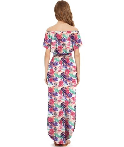 Image of LILBETTER Womens Off The Shoulder Ruffle Party Dresses Side Split Beach Maxi Dress