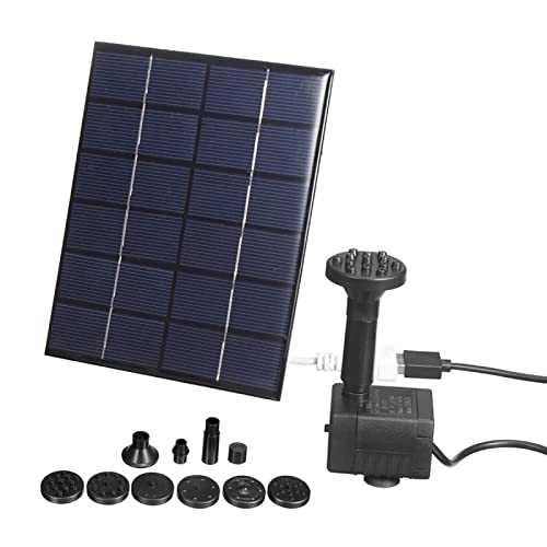 Bomba Solar para Lagoa,Bomba de fonte solar 2W | Kit de bomba de água flutuante com 6 bicos, fonte m