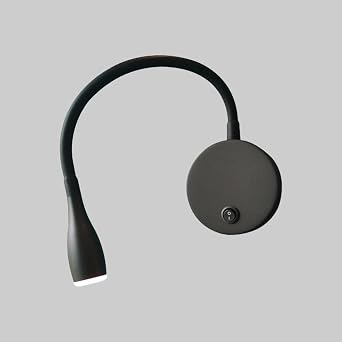 LED Wall Mount Reading Light Flexible Gooseneck Sconce 3W Book Lights for Reading, Adjustable Headboard Wall Lamps Bedside Sconces Focused Bed Lamp, 3000K SpotlightBlack