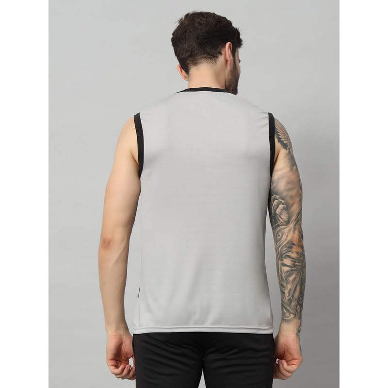 Image of ATICX Men's Polyester Sports Sleeveless T Shirt - Gym Vest, Workout Sando, Training Tank Top, Cut Sleeves Quick Dry Tee for Running, Swimming, Badminton, Fitness & Sports