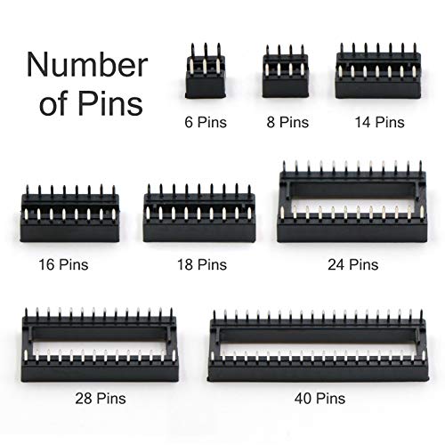180Pcs Dip Dual Row 2.54Mm Pitch Ic Sockets Solder Type Adaptor Assortment Kit (6, 8, 14,16,18,24,28,40 Pins) #TOP2