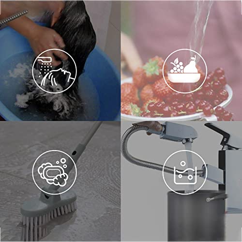 Grifo de baño con rociador extraíble y monomando negro para agua caliente 2