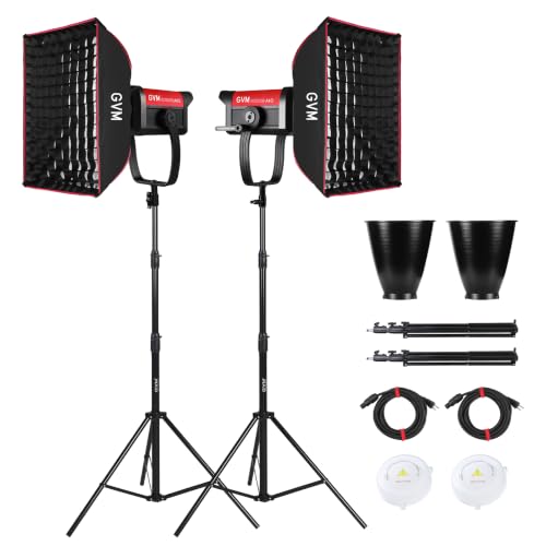 Image of GVM SD500B LED Video Light Kit (2-Pack), 2700-6800K Bi-Color COB Softbox Lighting Set, 227040 Lux @1m, CRI 97+, APP Bluetooth Control for Portrait Photography, Films & TV Studio
