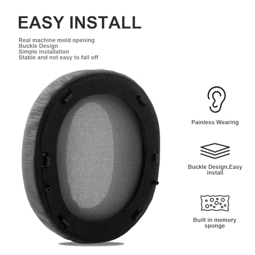 Almohadillas de repuesto W820NB para auriculares compatibles con Edifier W820NB, cuero protein suave, espuma de memoria, cubiertas de copas de oreja gris miniatura 4
