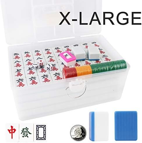 Miniatura 7 de Juego de mahjong filipino chino 144 azulejos de melamina numerados (sin número azul)