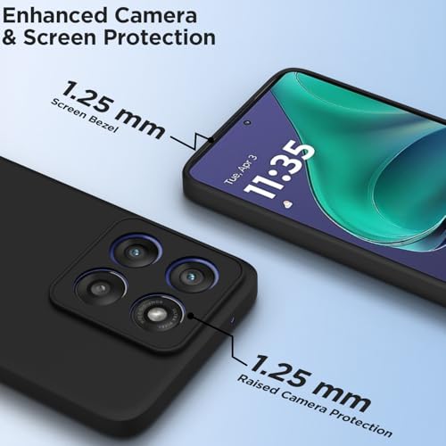 Image of Outlouders Back Cover for Motorola Moto Edge 60 Stylus 5G | Camera Protection | Durable Soft Matte Silicone Bumper Case (Black)