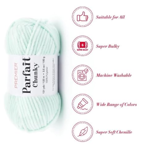 Image of Premier Parfait Chunky Chenille Yarn 3 Pk Bundle with Bella's Crafts Markers (Mint)