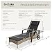 tectake Poly Rattan Gartenliege mit Rollen, 6-Fach höhenverstellbarer Liegestuhl, bis 120kg belastbar, Sonnenliege Rattan (wetterfest), Liege inkl. Polster und Kissen - Natur/dunkelgrau
