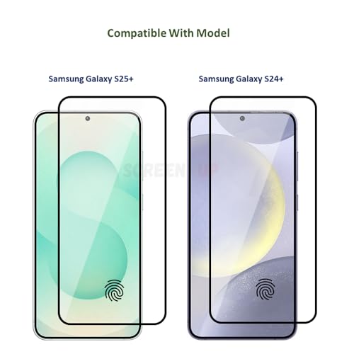 Image of ScreenUp Tempered Glass For Samsung Galaxy S25+ / Galaxy S24+ - Ultra Clear, 9H Scratch Resistant, Full Coverage, Easy Install Screen Protector
