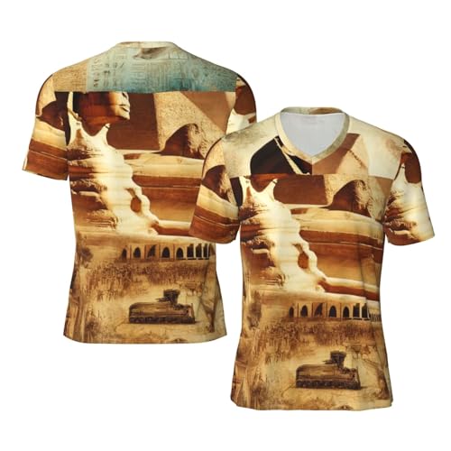 Stylish Athletic Sports Jersey Ancient-Egyptian-Sphinx-Pyramids Men's Rugby Jersey Small Black