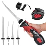 VLOXO Cordless Electric Fillet Knife, Rechargeable Fish Fillet Knife with 4 Ti-Nitride S.S. Coated N