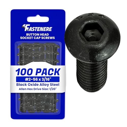 Fastenere Button Head Socket Cap Screws - 2-56 x 3/16