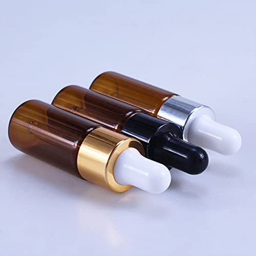 50 teile/los 5 ml 10 ml 15 ml 20 ml Braunglas Tropfflasche Gläser Fläschchen Mit Pipette Für Kosmetisches Parfüm Ätherisches Öl Flaschen-20 ml,Silber