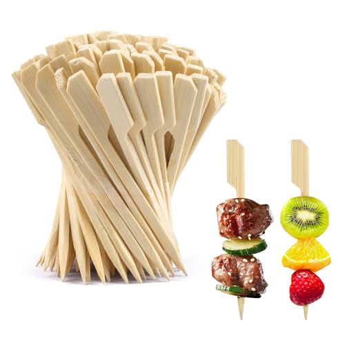 300 PCS Holzspieße Fingerfood Spieße 9cm Bambus Spieße Schaschlikspieße Holz Cocktailspieße Food Picks Grillspieße Holz Spiesse für Snacks Fingerfood Appetizers Burgerspieße