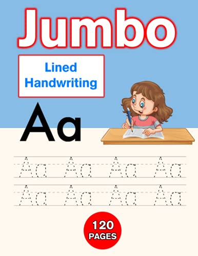JUMBO Kindergarten Writing Paper: Jumbo Lined Handwriting Notebook | ABC Kindergarten Handwriting Practice Notebook | Extra Wide Ruled Blank ... | 120 pages (Whippersnapper Practice Papers)