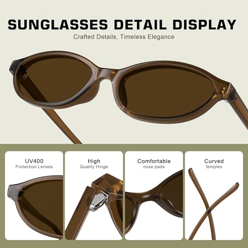 Sunglasses-Womens Retro-Oval-Sunglasses-for-Women Cat Eye 90s Y2k UV400 Lightweight Narrow Vintage Shades4