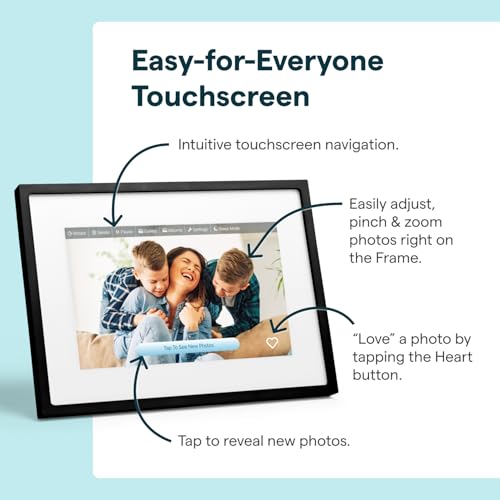 Image of Skylight Digital Picture Frame 2 - 10 inch Full HD Wi-Fi Touch Screen, 16GB Digital Photo Frame, Load Photos & Videos Directly from Phone, Anti-Glare, Ideal for Personalized Gifting, Black - w /NA Adapter