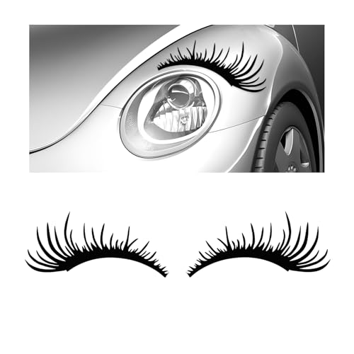 MTRPS 2 PCS Eyelash Decal for Car Headlight Waterproof Cute Fake Eyelash Auto Body Bumper Stickers Reflective Funny Eyelashes Decoration Universal for Cars Sedans SUVs Trucks (Black)