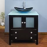 GOBALEAEFEN 30' Freestanding Wooden Modern Bathroom Vanity with Vessel Sink Set (Art Sink, Black)