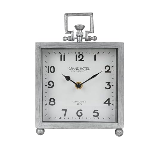 NIKKY HOME Metal Table Clock, Silent Non-Ticking Classic Battery Operated Decorative Mantel Desk Shelf Clock for Living Room Decor - Silver