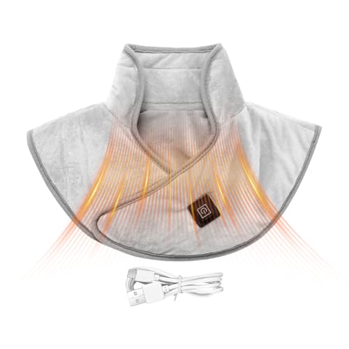 Cojín térmico para cuello y hombros, 27 x 27 x 3 cm, algodón, USB, cojín térmico con 3 niveles de calor, lavable, cojín térmico de invierno, para días fríos, camping, vacaciones