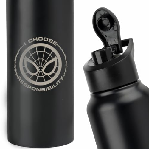 Image of SKI Sprint Stainless Steel Sipper Water Bottle with Laser Print, for School, Office, Gym, Home, Travel | AdultS &Teens | 950 ML, Leakproof, Rust free | Character Merchandise SPIDERMAN