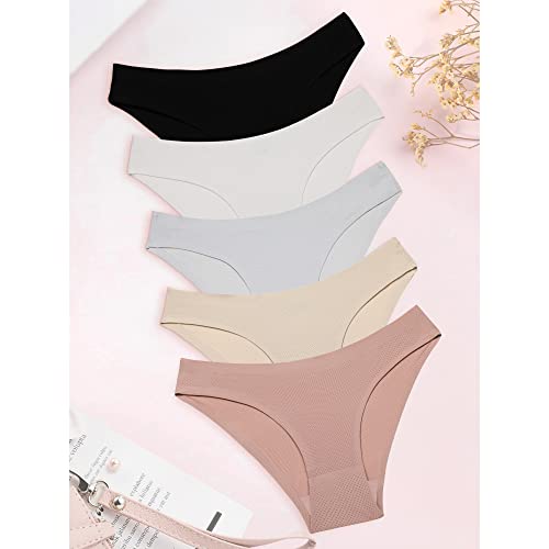 Jaywan Womens Seamless Bikini Cheeky Underwear No Show Hipster Breathable Stretch Invisibles Panties 5 Pack #TOP5
