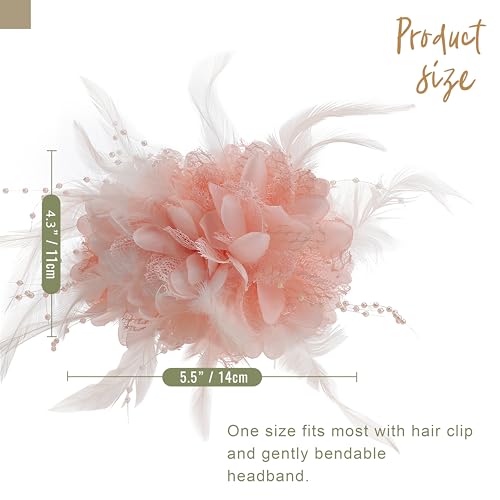 Image of DRESHOW Fascinators Hats for Women Tea Party Fascinator Hats Vintage 50s Headwear Cocktail Wedding Church Derby Hat