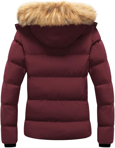 CREATMO US Women's Winter Jacket Warm Thicken Quilted Puffy Jackets Waterproof Snow Coat with Removable Hood2