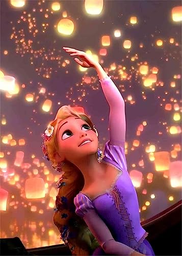 WHYCJXWL Diamond Art Kits for Adults and Kids, Full Drill Round Rhinestone Paint with Diamonds, Rapunzel DIY 5D Diamond Painting (12X16 Inch)