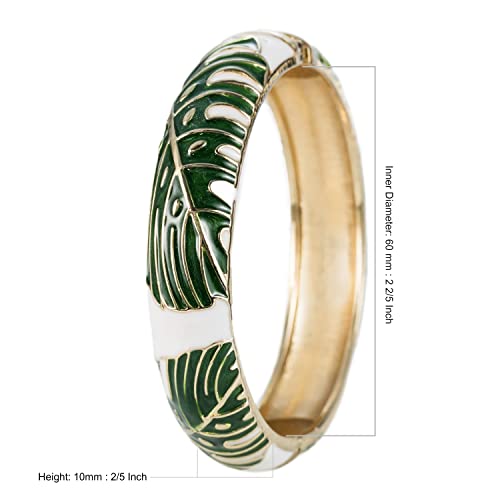 Aloha Jewelry Company Hawaiian Monstera Luau Leaves Hinged Clasp Fashion Enamel Bangle Bracelet3