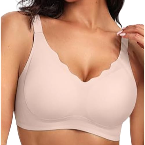 Gummy Sports Bras for Women Summer Seamless Scalloped Push-Up Supportive Wireless Bra Breathable Comfortable Bralette
