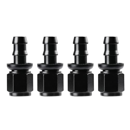 Ucreative 6AN Straight Push Lock Fuel & Oil Hose Fitting Black 4PCS
