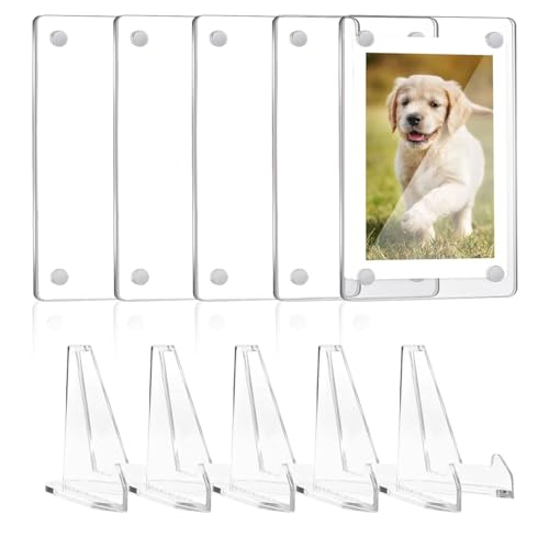 Rayong Lot de 5 mini cadres photo transparents en acrylique magnétiques (7 x 12 cm) - Petit cadre photo pour film Polaroid et Fujifilm