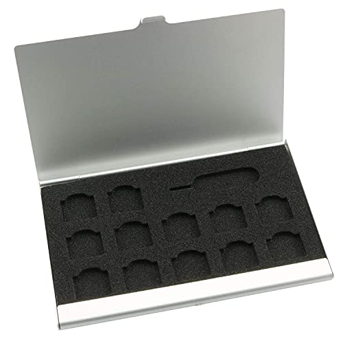 PSCCO Nano SIM Card Holder with Eject Pin,SIM Card Adapters Aluminum Alloy Storage Case Silver PSCCO Nano SIM Card Holder with Eject Pin,SIM Card Adapters Aluminum Alloy Storage Case Silver