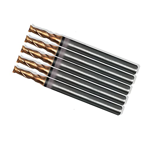 Image of Square End Carbide Mill Set (Pack of 5) - 3 /32 End Mill for Alloy Steels /Hardened Metals - 2 Flute TiAlN Coated Square Nose Milling Set for CNC Machine Milling Tools