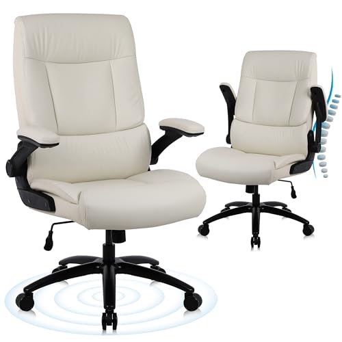 Youhauchair Chaise Bureau, Chaise de Bureau 200 kg pour Personnes Corpulentes, Fauteuil de Bureau en Cuir PU avec Accoudoirs Relevables, Chaise de Bureau...
