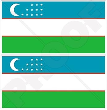 UZBEKISTAN Uzbekistani Flag Uzbek 4.3" 110mm Vinyl Bumper Stickers, Decals x2
