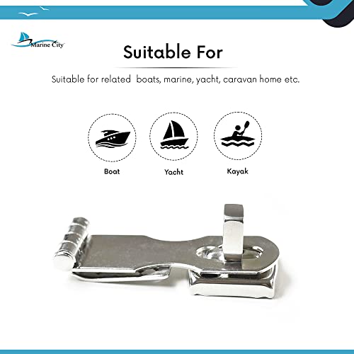 MARINE CITY 316 Grade Stainless Steel Easy Install Door Hasps Heavy Duty Swivel Safety Hasp with Turning Padlock Eye Mount Catch Latch Lock for Marines Boat (2-3/4"× 1") - Image 6