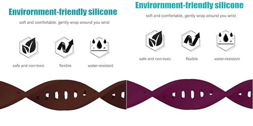Image of ACM Pack of 2 Watch Strap Silicone Belt 22mm compatible with Beatxp Unbound Neo Smartwatch Casual Classic Band (Brown /Purple)