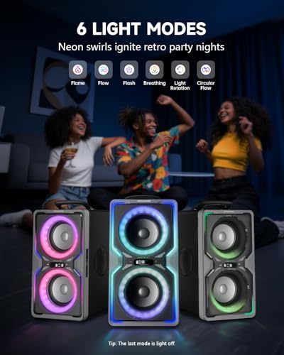 Image of Hotlemon Large Bluetooth Speaker: 240W Peak Powerful Loud Sound with Deep Bass, 15H Playtime, Fast Charge, TWS, Portable Wireless Speakers for Outdoor, Party, Beach, Backyard, Home, Outside (Silver)