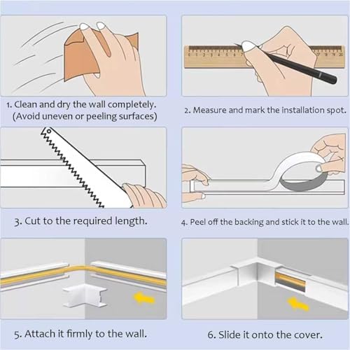 39" PVC Cable Trunking Cover Plate - 5 Pcs Self-Adhesive Wire Management Lid, Cuttable & Paintable, Ideal for Cable Protection, Home & Office Organization