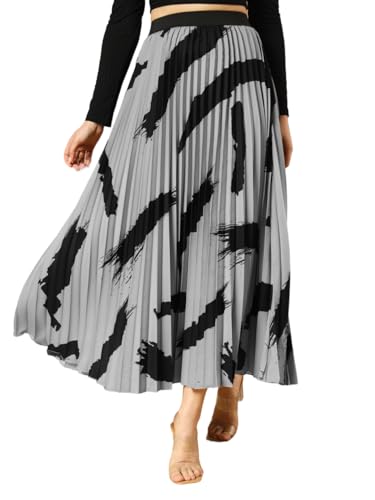 Image of ZWERLON | Effortlessly and Beautiful Floral | Floral Pleated Maxi Skirts for Women | Perfect Long Sleeve, Elastic Waist